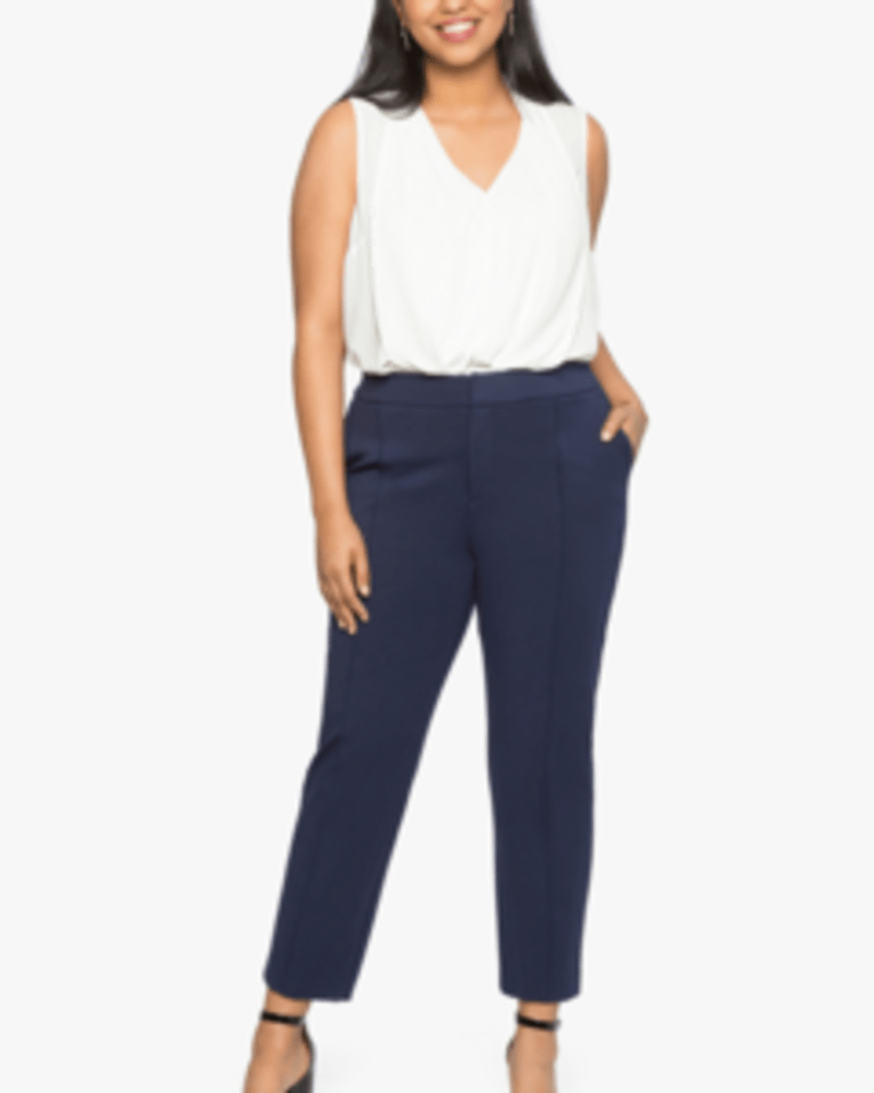 Plus size navy work trousers discount